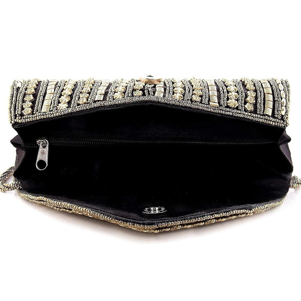 Chic Black and Gold Beaded Clutch / Purse - Picture 4 of 6
